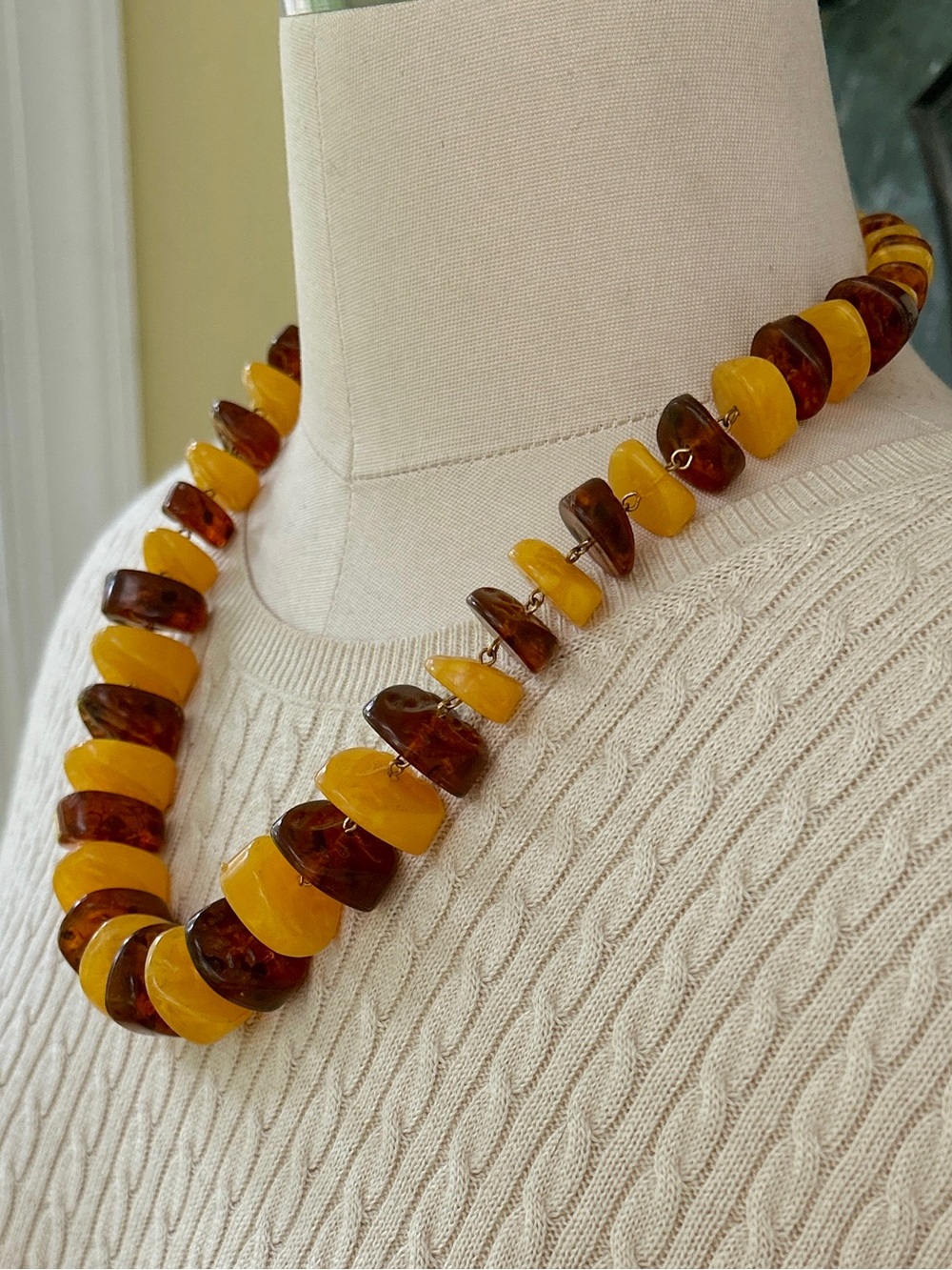 West Germany Lucite Faux Amber Necklace